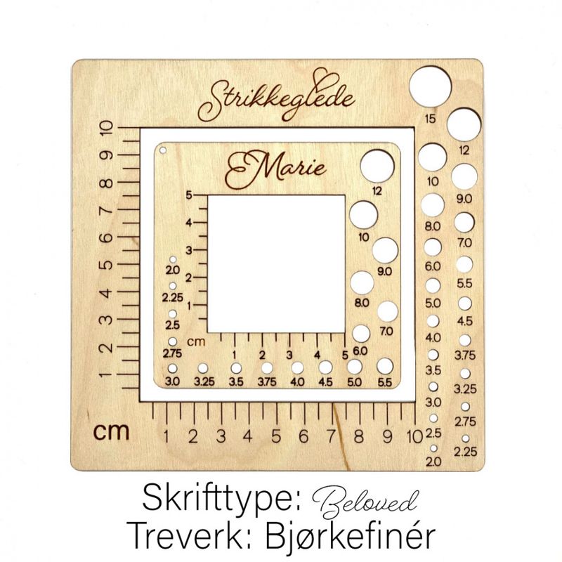 Strikkefasthetsmåler med eget navn/logo